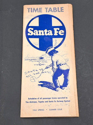 1965 Santa Fe Railways Southwest Time Table and Fares Brochure Vintage READ