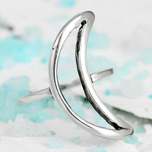 CHENGHONG Moon Ring S925 Sterling Silver Crescent Moon Ring India | Ubuy