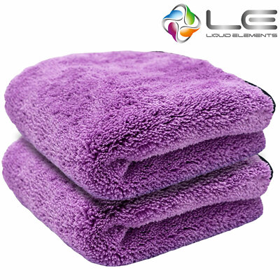 2x Liquid Elements Purple Monster Mikrofaser Polier Tuch 40x40cm 1800 GSM