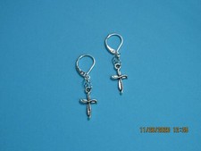 CROSS-LEVERBACK-BOHO EARRINGS-HANDMADE-AMAZING GIFT