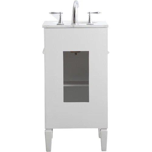 Elegant Decor Park Avenue 18" Single Marble Top Bathroom Vanity in White - Picture 7 of 18
