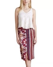 Anthropologie Maeve Marala Soft Midi Pencil Skirt Berry Floral Size S