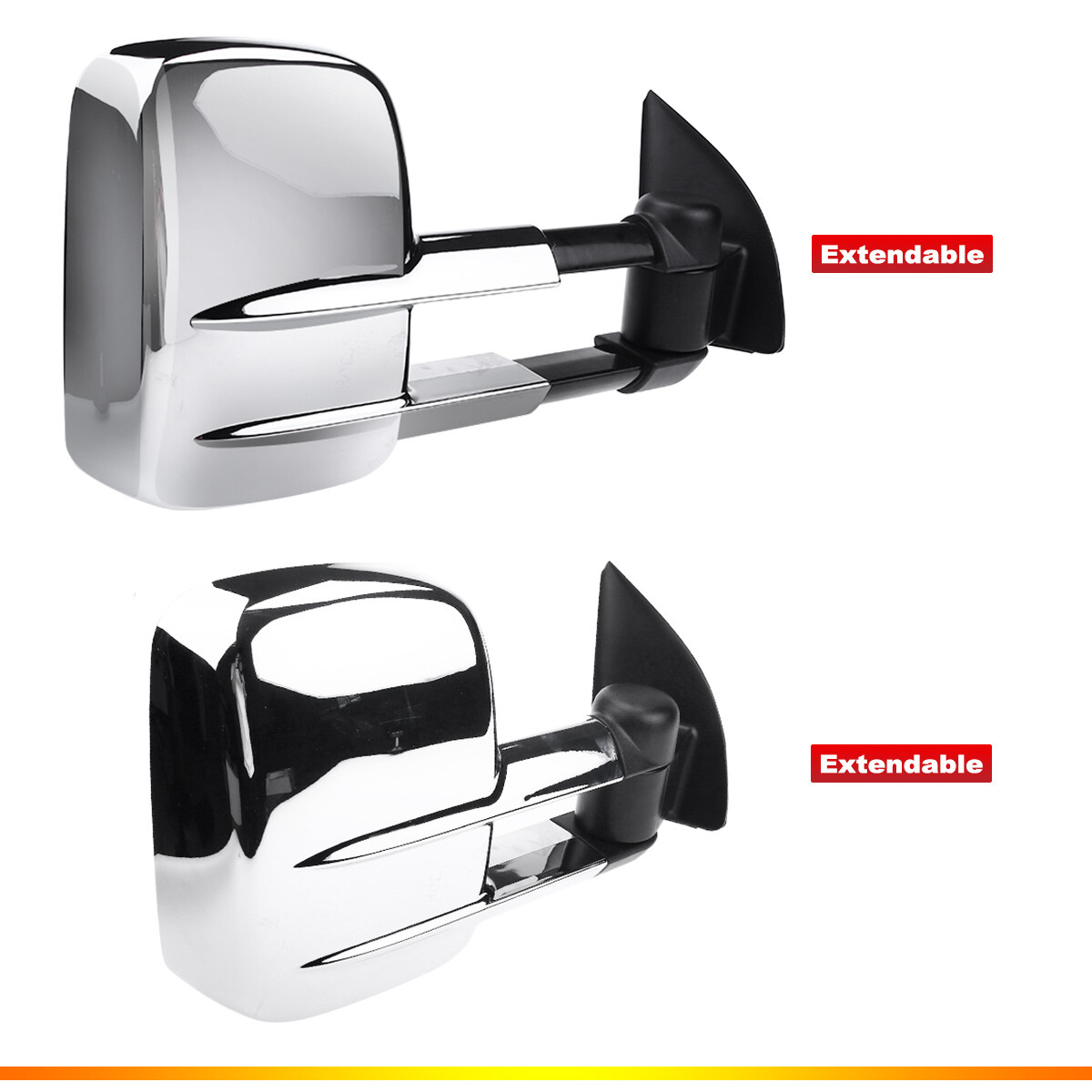 2x Top Manual Chrome Extendable Towing Mirrors for Ford Ranger PX1 PX2