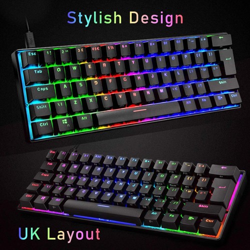 60% Wired Mechanical Gaming Keyboard 61 Keys Keypads RGB Type-C For ChristmasDay - Picture 2 of 20