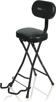 Gator Frameworks Guitar Seat with Padded Cushion and Fold Out Guitar Stand