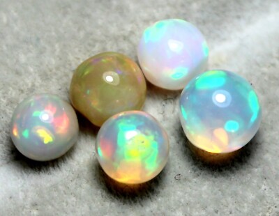 6x5 MM 100%Natural Ethiopian Opal Multi Fire Cab Round Balls Gemstone 3.70 Ct