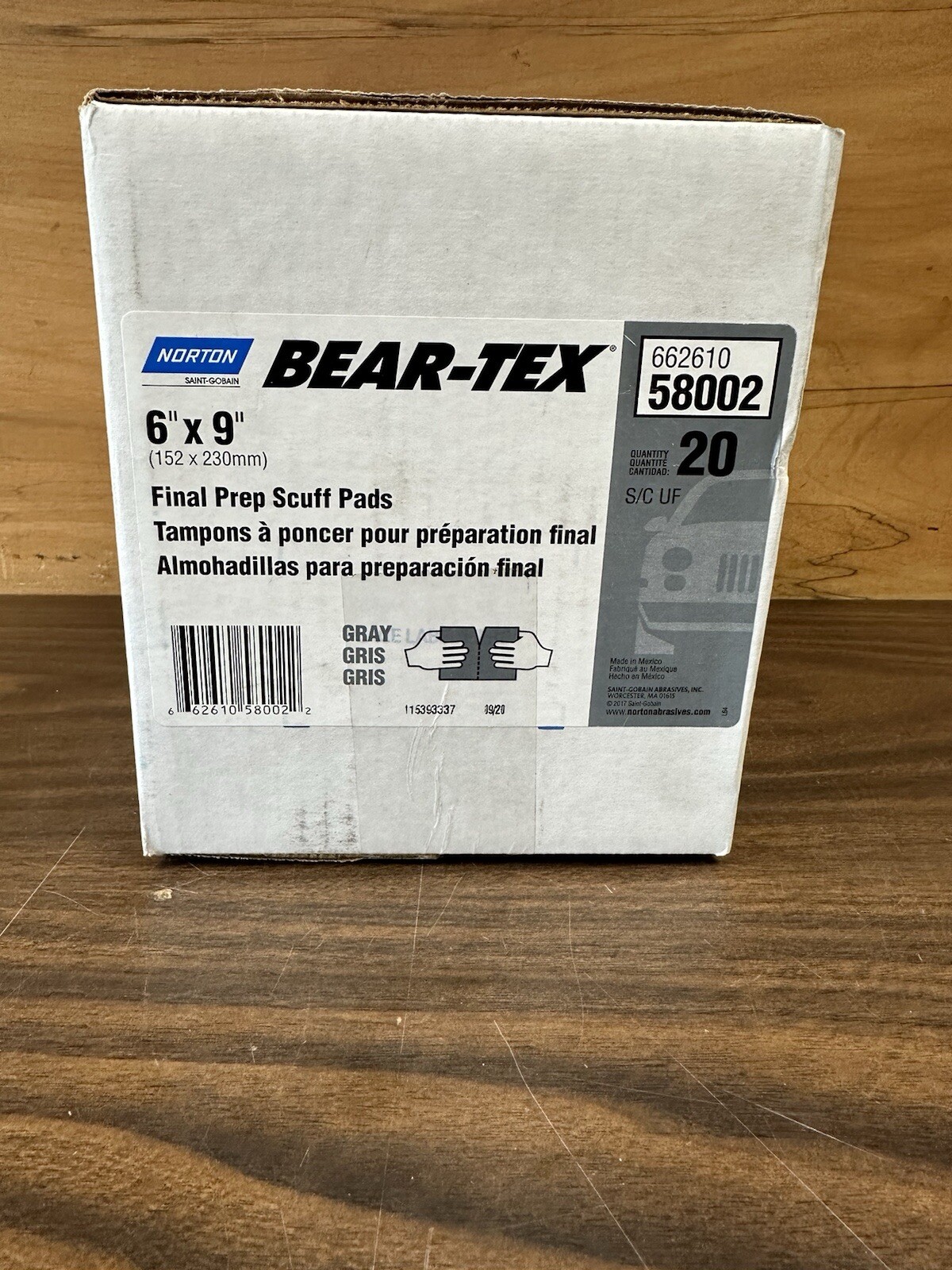 NORTON 58002 Bear-Tex Final Prep Gray Gris Scuff Pads 1 Box 20 pieces