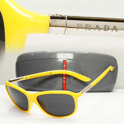 Prada 2011 Sonnenbrille schwarz gelb eckig mit Seitenschutz PR08MS SPR 08M GKD-3M1 240123