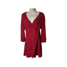 Madewell Red Hazelwood Wrap-Front Mini Dress in Windswept Floral Size 2