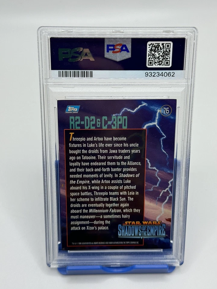 1996 TOPPS STAR WARS SHADOWS OF THE EMPIRE ETCHED FOIL R2-D2 & C-3PO #76 PSA 9 - Image 2 of 2