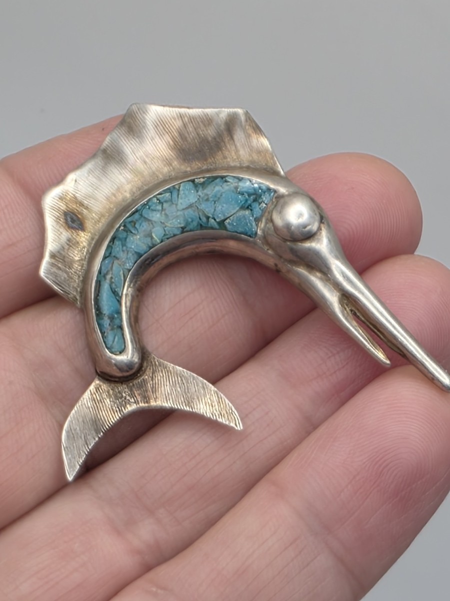 VTG TAXCO STERLING SILVER SWORDFISH PIN View 5