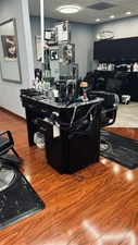 Professional Double Salon Styling Station with Mirror and Storage