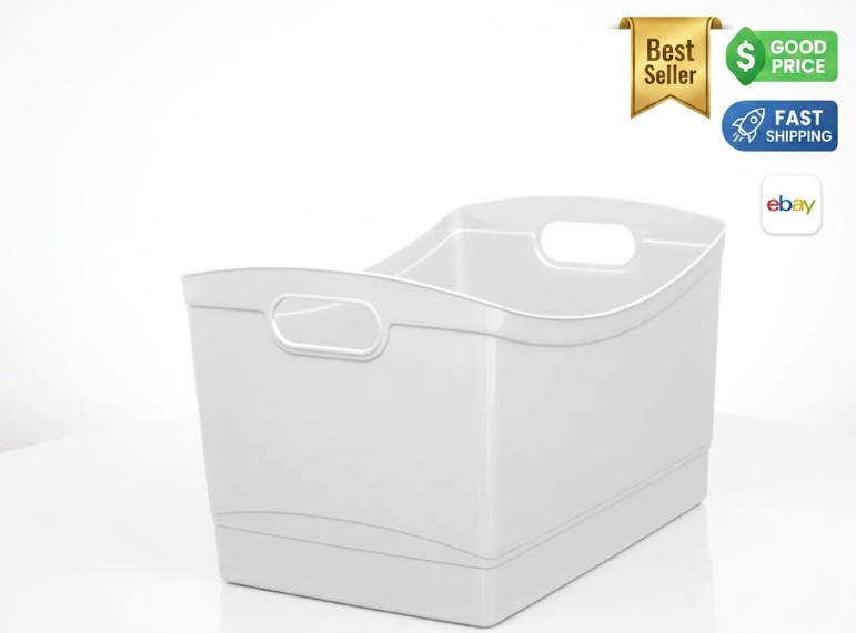 4 Pack Clear Wide Plastic Storage Bins for Home Organization