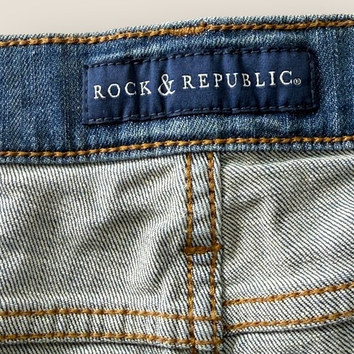 Rock & Republic Womens Distressed Denim Shorts W/ Frayed Hem Bumpershoot Size 12 - Picture 3 of 4
