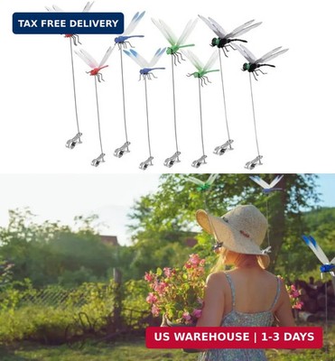 8 Pack Dragonfly Clip,3D Dragonfly Garden Stakes Decor,Fly Deterrent,Dragonfly H