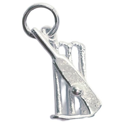 Cricketschläger Ball und Pforten Sterlingsilber Charm 0,925 x 1 Cricketing Charms
