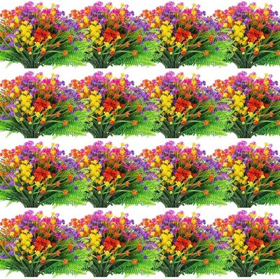 100 Bundles Artificial Flowers Outdoor Spring Fake Plants Bulk UV