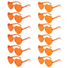 Heart Sunglasses 12/24 Pairs Funny Heart Shaped Glasses for Women Orange