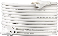 20 Ft Extension Cord, 3 Prong, Indoor, 13 Amps, 125V, White	