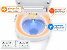 Smart Bidet Toilet Seat,Instant WarmWater,Heated Seat,Dryer  Remote,Auto Open