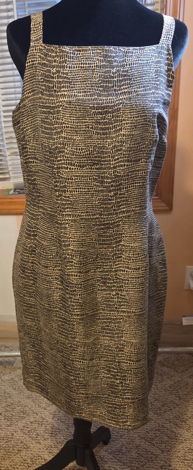 ROBBIE BEE 100% Dress Gray Black Animal Print Sheath 8