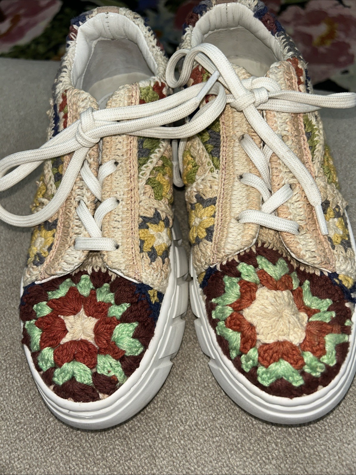 Free People Catch Me If You Can Crochet Sneakers Sz 37 US W 6.5 M