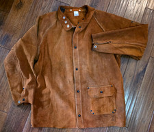 Cowhide Leather Welding Jacket Brown Snap Size XL