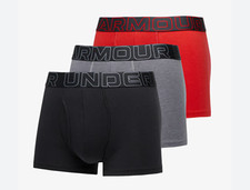 Under Armour 3-Pack Boxer 6" Inseam Performance Tech Boxerjock  Red-Gray-Black 