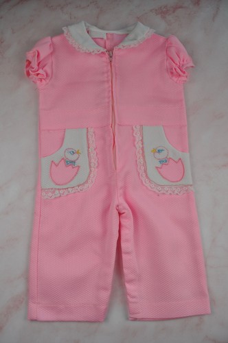 Vintage Baby Girl One Piece Jumpsuit Unbranded 1960s Pink