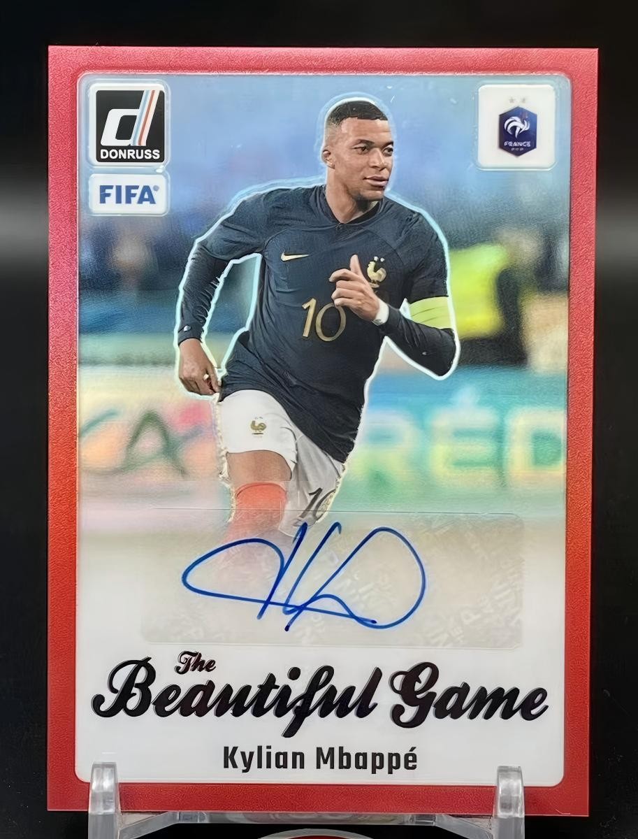 2023-24 Panini Donruss FIFA Kylian Mbappe #BG-KM The Beautiful Game Auto Red /49