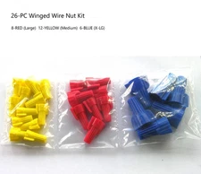 26-PC Assorted Winged Wire Nut Connector Kit -Red, Yellow, Blue - Free Shipping!