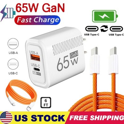 65W Super Fast Charging USB Type C Wall Charger For Samsung iPhone Android Phone