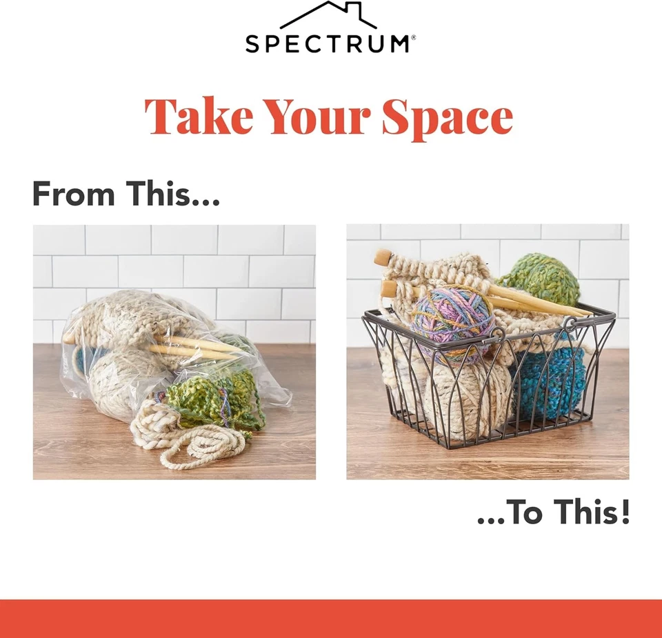 Spectrum Farmer’s Market-Style Wire Basket for Organizing Bathroom, M, Black  — 第 3/4 张图片
