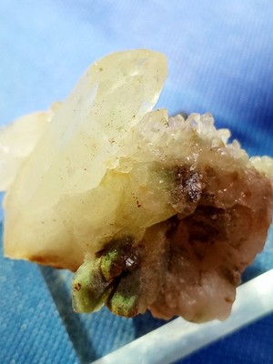  83g Natural Yellow Quartz Cluster with Green Epidote   Rare Multi-Mineral Speci