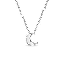 925 Sterling Silver Polished Half Moon Pendant Necklace for Teenage Girls 16"