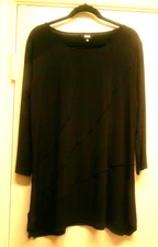 Slim Factor by Investments Sz. LG Black W/ Diagonal Line Accented Shirt, Pull On