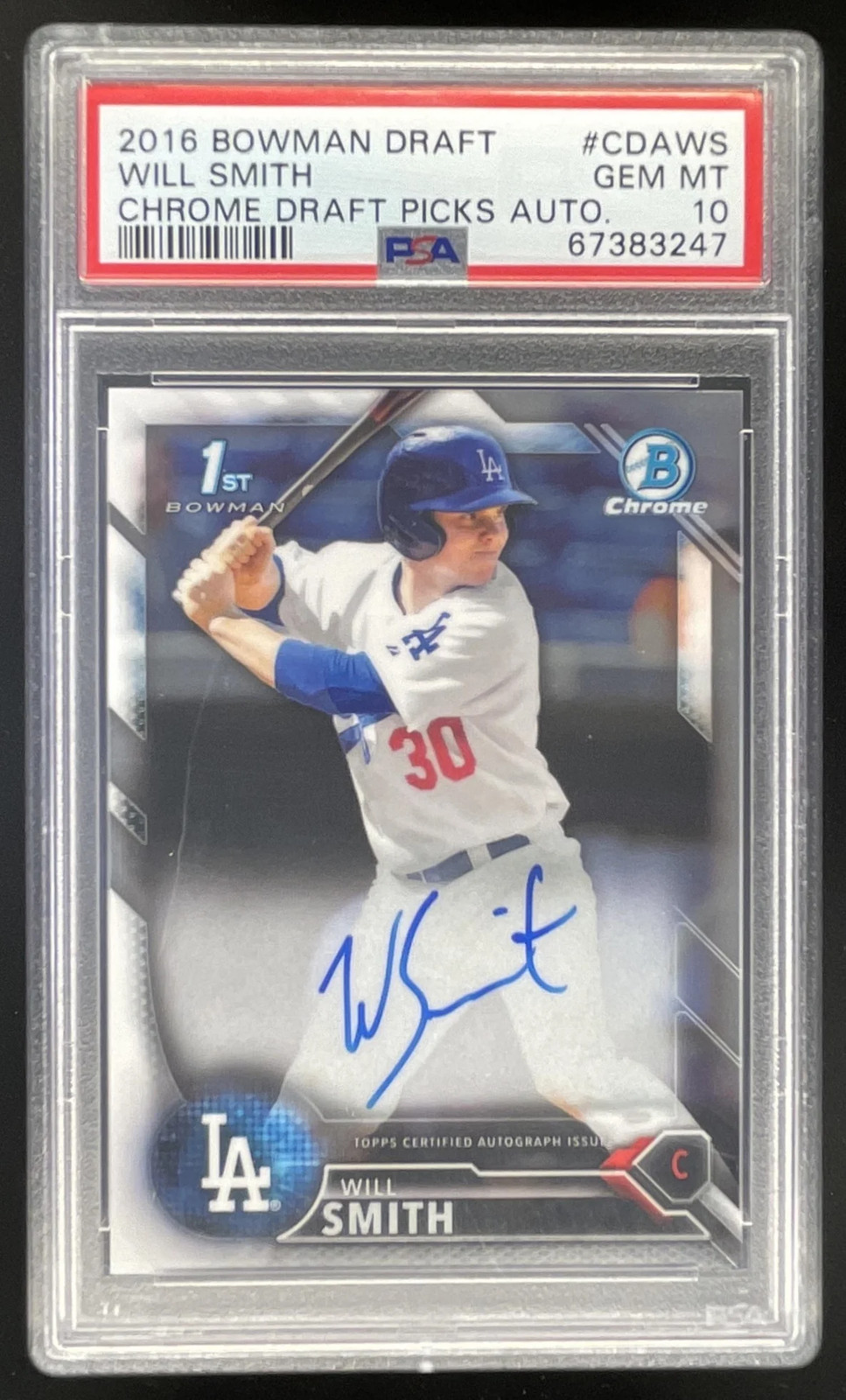 2016 Bowman Draft Chrome Autographs #CDA-WS Will Smith Autograph RC Auto PSA 10