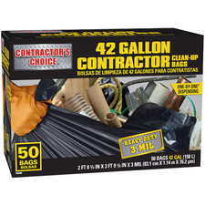 Contractor's Choice 42-Gallon Heavy Duty Trash Bags, Black, 50-Count