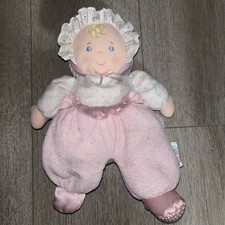 Eden Baby Doll 12" Pink Terry Cloth Plush Lovey Blonde Blue Eyes Crinkle Rattle
