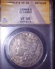 1896 S Morgan Silver Dollar,  VF 35 ANACS, Tough Date, Low Mintage, Cleaned