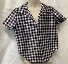 Boys Small Black White Gingham Satinette Dance Costume top Clogging short sl