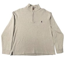 Polo Ralph Lauren Quarter Zip Mens Large Beige Pullover Sweater Old Money Preppy