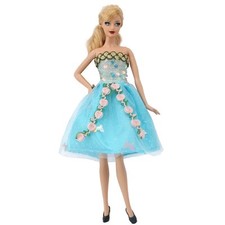 Blue Sequin Flower Doll Clothes For 11.5" Doll Dress Princess Party Gown 1/6