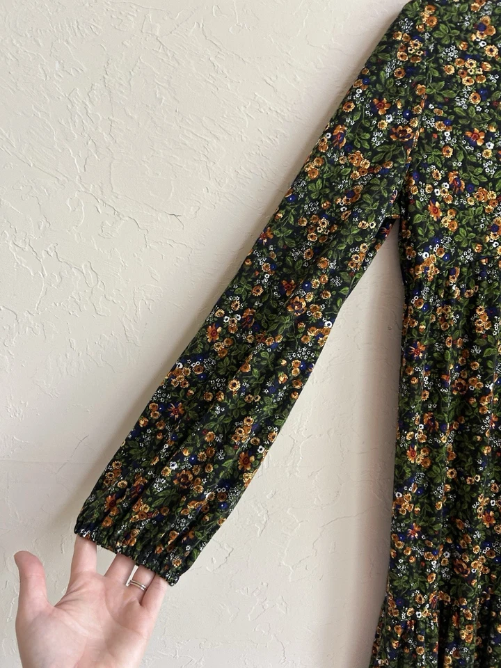 Vestido midi vintage años 70 Leslie Fay en capas M floral campesino cottagecore pradera  Foto 4 de 4