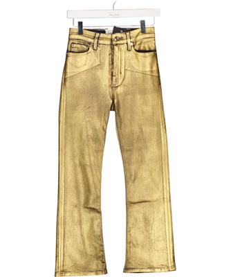 FRAME Le High Straight Metallic Cropped High-rise Straight-Leg Jeans W25