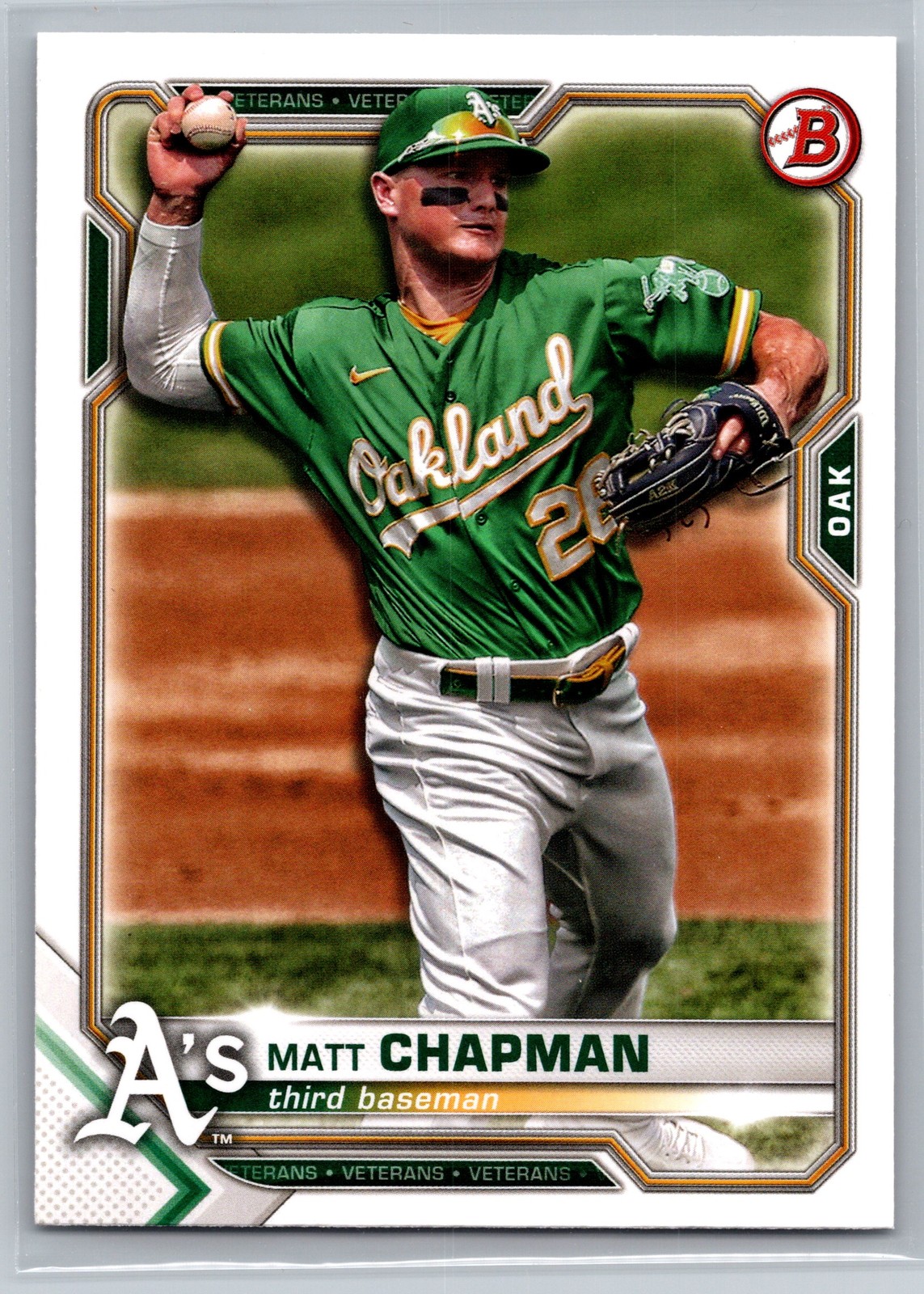 2021 Bowman #37 Matt Chapman Oakland Athletics Third Baseman 3B Baseball