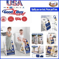 Blue Toddler Potty Training Seat 2-in-1 Step Stool with Handles  Splash Guar...