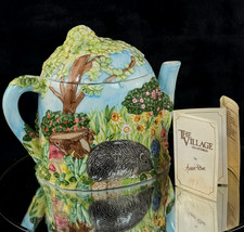 Annie Rowe Village Collectables Teapot Hedgehog Garden Scene 731g Hand Painted