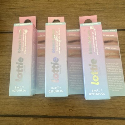 (3) Lottie Bleach Brow Faux Bleach Eyebrow Gel Sealed 0.27 fl oz Each Blonde