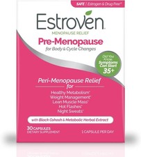 Estroven Pre-Menopause Relief Capsule Hot flash/Night Sweat/Weight Control 30 Ct